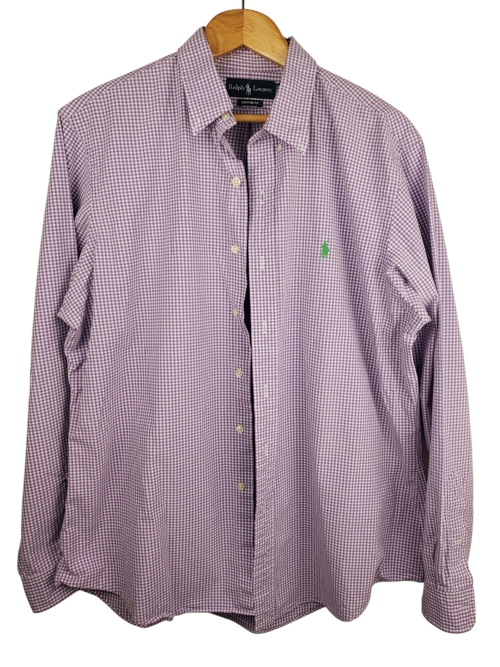 Ralph Lauren Men's Lavender Gingham Button-Down Dress Shirt. XL. #341